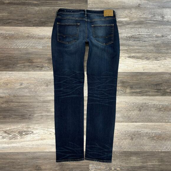 American‎ Eagle Dark Wash Faded Blue Mens 36x33 Original Tapered Denim Jeans EUC - Picture 2 of 13